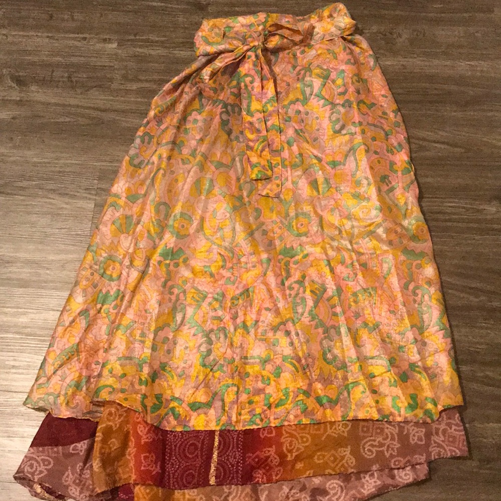 Silk wrap around skirt